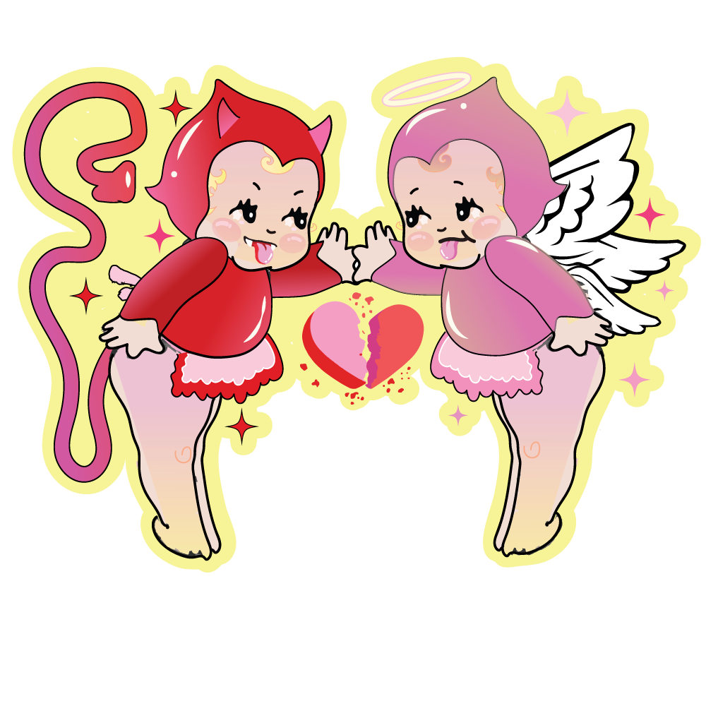 Kewpie Devil & Angel Stickers