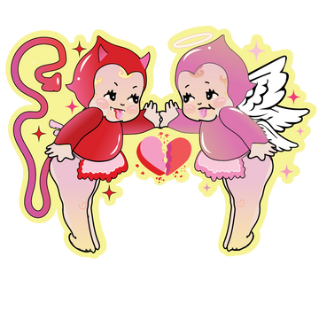 Kewpie Devil & Angel Stickers