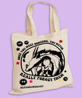 beige tan anime girl dragon beach tote fashion 